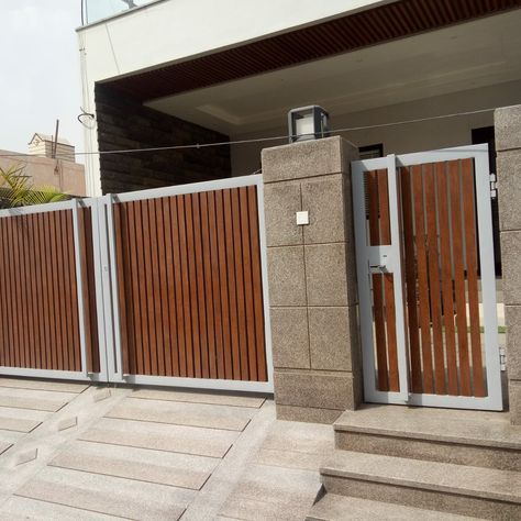 Minimalist Gate For Small House, Hpl Sheet Gate Design, Simple Gate Design Modern Philippines, Gate Design Modern Philippines, Small House Gate, Minimalist Gate, Simple Gate Designs, Modern Main Gate Designs, Colorful Bedroom Design