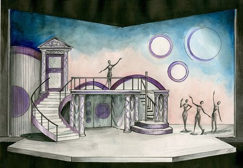 Legally Blonde: The Musical - Set on Behance Scenic Design Sketch, Legally Blonde The Musical, Matthew Smith, Scene Drawing, Stage Set Design, Set Design Theatre, Architecture Design Drawing, Utah State, Set Ideas