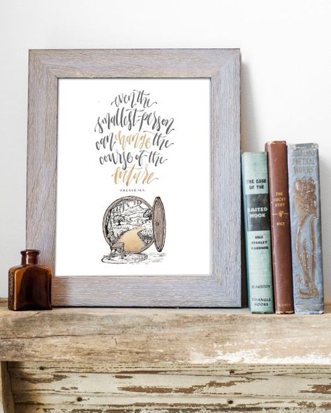 Lord of the Rings Epics Print by WinsomeEasel on Etsy Even The Smallest Person Can Change, Imagination Nursery, Narnia Bedroom, Hobbit Nursery, Lotr Nursery, Antique Nursery, 18x24 Poster, Charles Spurgeon Quotes, Future Quotes