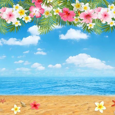 Moana Background, Moana Backdrop, Hawaiian Background, Summer Beach Photography, Summer Backdrop, Halloween Photography Backdrop, Birthday Photo Background, Rainforest Photography, Blue Sky White Clouds