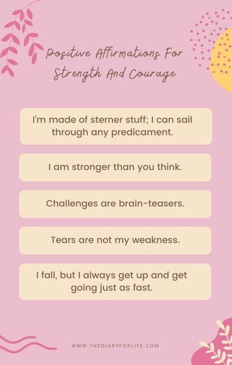 85 Most Powerful Positive Affirmations For Strength & Courage Affirmation Self Love, Quotes Law Of Attraction, Inspirational Affirmations, Positivity Quotes, Attraction Affirmations, Emotional Strength, Stronger Than You Think, Law Of Attraction Tips, Mental Strength