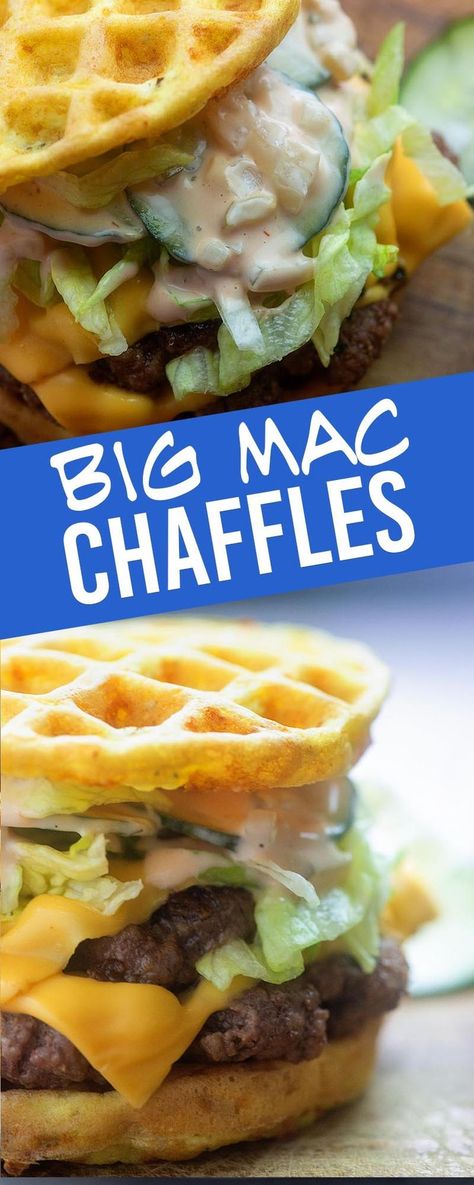 Low carb Big Mac!! Use a chaffle as the bun and this keto mac sauce! #lowcarb #keto #bigmac #cheeseburger #chaffle Cheeseburger Chaffle, Chaffles Keto, Low Carb Big Mac, Chaffle Recipes, Keto Board, Keto Chaffles, Mac Sauce, Keto Chaffle, Keto Beef