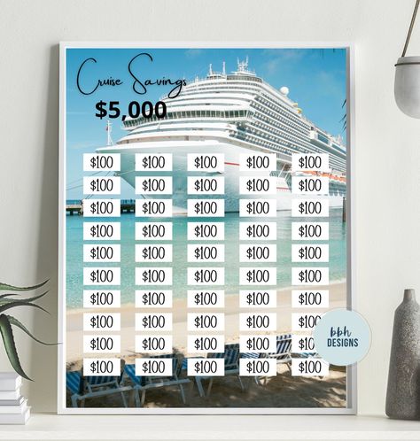 Cruise Savings Tracker, Preppy Journaling, Saving Planner, Savings Tracker Printable, Savings Goal, Vacation Savings, Saving Challenges, Saving Strategies, Money Savings