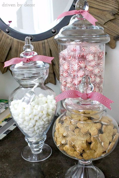 A Classic New England Christmas Home Tour - Driven by Decor Candy Jar Ideas For Kitchen Counter, Apothecary Jars Decor, Bathrooms Decor, New England Christmas, England Christmas, Apothecary Decor, Driven By Decor, Diy Valentines Decorations, Christmas Tree Art