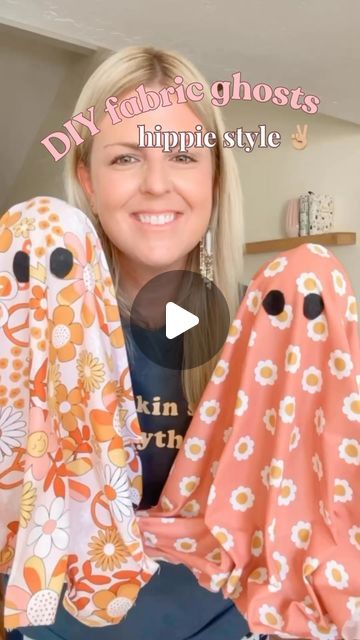 Ashley Robison on Instagram: "Fabric ghosts! 👻 You know we love a good fabric project… these are simple and turned out so cute! They match my daughter’s room perfectly 🌼 If you want a list to the items I used, comment BOO and I’ll inbox you! 🫶🏻" Fabric Ghost, Sew Easy, Match Me, Fabric Projects, Diy Fabric, Hippie Style, Halloween Decor, Halloween Crafts, Love A