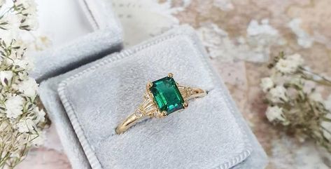 Emerald and diamond engagement ring Emerald Antique Engagement Ring, Antique Emerald Cut Engagement Rings, Emerald Engagement Ring Art Deco, Aardvark Jewellery, Emerald And Diamond Engagement Ring, Emerald Engagement Ring Green, Vintage Emerald Engagement Ring, Classic Diamond Ring, Emerald Cut Engagement Ring