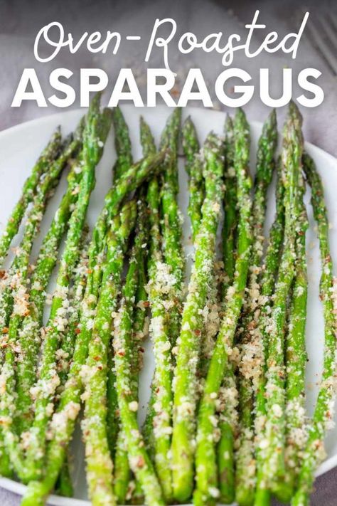 Roasted asparagus pairs well with almost anything. In this oven-roasted asparagus, Parmesan cheese adds a tasty topping to the tender roasted stalks. Roasted Asparagus Parmesan, Spring Side Dishes, Asparagus Recipes Roasted, Oven Roasted Asparagus, Parmesan Asparagus, Asparagus Fries, Steamed Asparagus, Air Fryer Recipe, Baked Asparagus