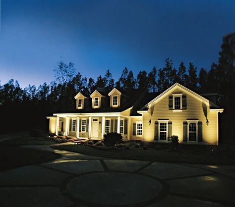 All About Landscape Lighting - This Old House Uplighting House Exterior, Pretty Landscaping, House Lighting Outdoor, Landscape Lighting Design, Farmhouse Landscaping, Outdoor Landscape Lighting, Shutters Exterior, Outdoor Lights, Patio Stones