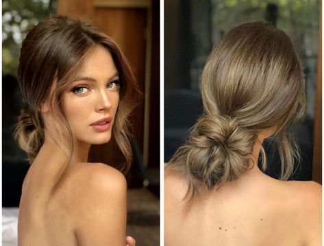 Effortless Bridesmaid Hair, Backless Dress Hairstyles Prom, Bridal Hair For Plus Size Bride, Boat Neck Hairstyle, Square Neck Dress Hairstyle, Bouncy Blowout Curls, Halter Neck Dress Hairstyles, Wedding Blowout Hair, Half Ponytail Hairstyles