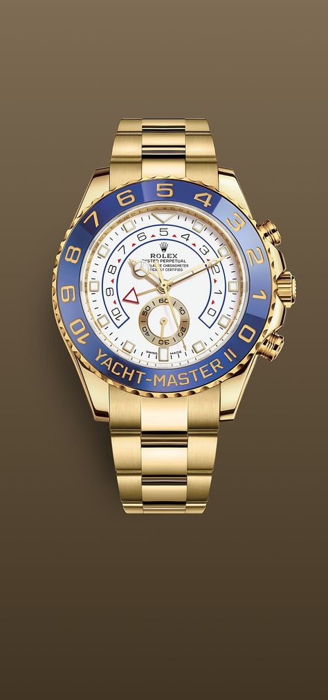 Discover the Yacht-Master II watch in 18 ct yellow gold on the Official Rolex Website. Model: m116688-0002 Rolex Yachtmaster Ii, Rolex Yachtmaster, Rolex Collection, Yacht Master Ii, Yacht Master, Formal Jewelry, Rolex Yacht Master, Dwyane Wade, Mens Fashion Watches