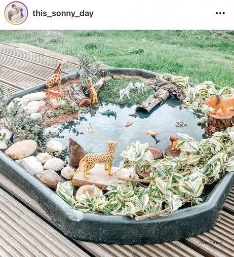 Sand and Water Play Ideas | The Cosy Blog Water Play Ideas, Eyfs Outdoor Area, Tuff Tray Ideas Toddlers, Kids Yard, Tuff Spot, Play Garden, Eyfs Activities, Outdoor Play Areas, Nursery Activities