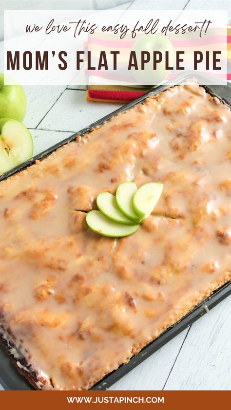 Mom's Flat Apple Pie Mom’s Flat Apple Pie, Piggy Pie Dessert, Moms Apple Pie, Flat Apple Pie Pioneer Woman, 4 Apples Recipe, Apple Pie In A Cake Pan, Cookie Sheet Apple Pie, Leftover Apple Pie What To Do With, Apple Pie Slices Recipe