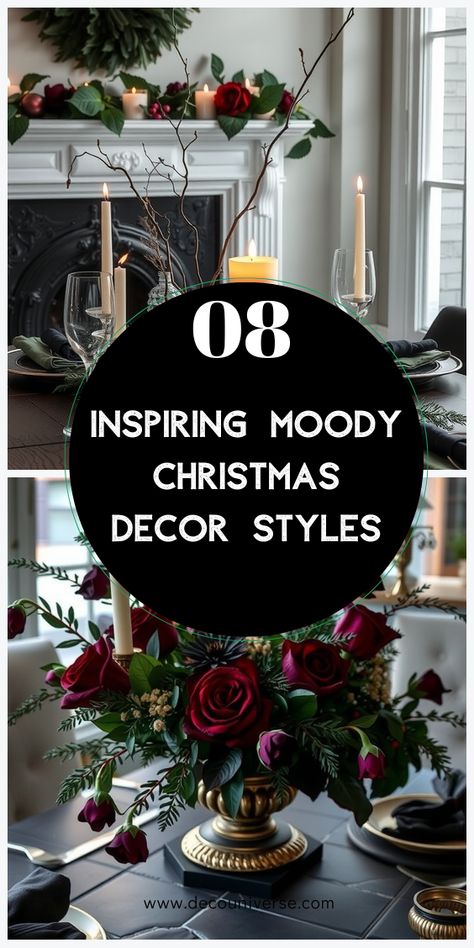 Make a statement with these moody Christmas decor inspirations. From striking colors to unique pieces, elevate your holiday style this season. (Pin these ideas for later!) Maximalist Christmas Decor, Moody Christmas Decor, Christmas Candle Ideas, Moody Christmas, Christmas Decor Inspiration, Cozy Ambiance, Holiday Style, Christmas Decor Ideas, Holiday Fashion