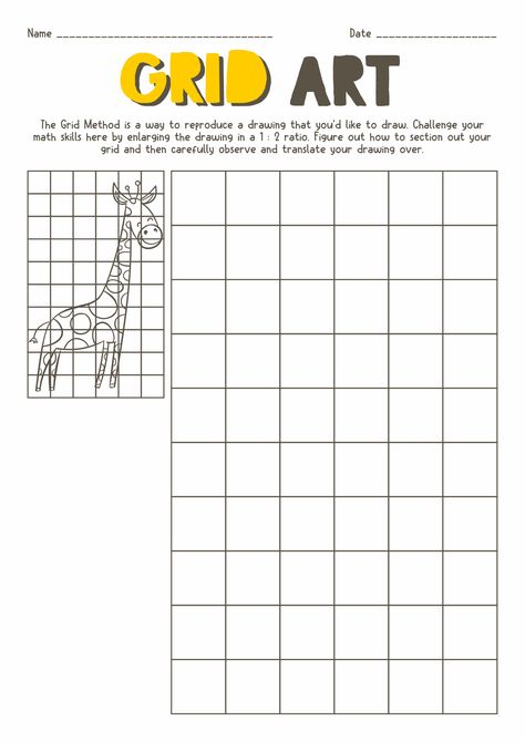 Art Worksheets Middle School, High School Art Worksheets, Art Worksheets Printables, Art Sub Lessons, Art Handouts, Grid Art, Language Arts Worksheets, Middle School Art Projects, Art Lessons Middle School