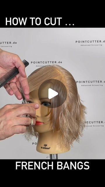 13K likes, 82 comments - verve_studio_hamburg on August 8, 2022: "How to cut FRENCH BANGS   #pointcutter  #behindthechair  #haircutting  #haireducation  #hairskills  #coiffeur  #friseure". French Fringe Bangs Diy, French Bangs Haircut, How To Cut French Bangs Tutorial, French Bangs Tutorial, How To Cut French Bangs, Diy Wispy Bangs, How To Cut Fringe Bangs, Wispy French Bangs, French Bangs Long Hair