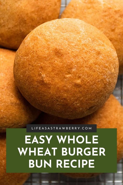 Wheat Burger Bun Recipe, Whole Wheat Burger Buns Recipe, Healthy Hamburger Buns, Whole Wheat Buns Recipe, Wheat Buns Recipe, Whole Wheat Hamburger Bun Recipe, Sub Buns Recipe, Healthy Dough, Whole Wheat Burger Buns