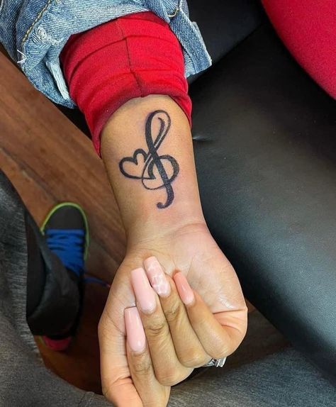 I Love Music Tattoo Ideas, Musical Notes Tattoo Ideas, Love For Music Tattoo, Musical Tattoos For Women, Cold Heart Tattoo, Music Note Tattoos For Women, Music Notes Tattoo Designs, Gf Name Tattoo Ideas, Music Tattoo Designs For Women