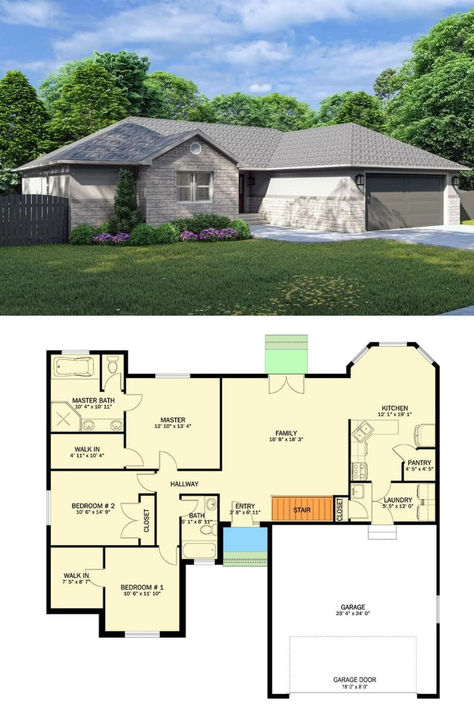 4-Bedroom Ranch with Double Garage and Optional Finished Basement (Floor Plan) Basement Layout Floorplan, Open Ranch Floor Plans, Floor Plans Ranch, Basement Floor, Basement Floor Plans, Mansion Floor Plan, Floor Plan Layout, Basement Flooring, Wrap Around Porch