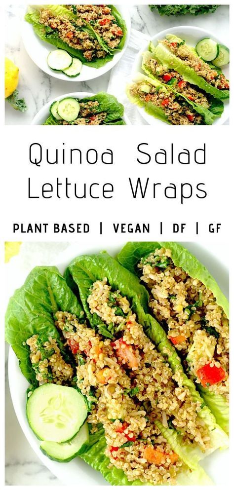 Quinoa Salad + Lettuce Wraps - Olive Real Food Quinoa Wrap Recipes, Costco Quinoa Salad, Quinoa Salad Dressing, Quinoa Wrap, Vegan Lettuce Wraps, Wraps Recipes Healthy, Vegan Quinoa Salad, Quinoa Recipes Healthy, Salad Lettuce