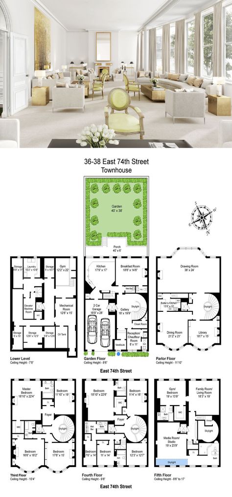 Townhouse House Plans, Luxury Townhouse Floor Plans, New York Townhouse Floor Plan, Luxury Townhouse Interiors, Townhouse Floorplan, Townhouse Floor Plan, Townhouse Floor Plans, Mansion Floor Plans, Luxury Ranch House Plans