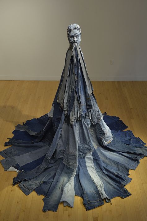 Jim Arendt Denim Sculpture, Denim Landscape Art, Denim Pollution, Denim Abstract Art, Washed Denim Jacket In Recycled Material For Streetwear, Underwater Theme, Denim Art, Cycle Chic, Textile Fiber Art