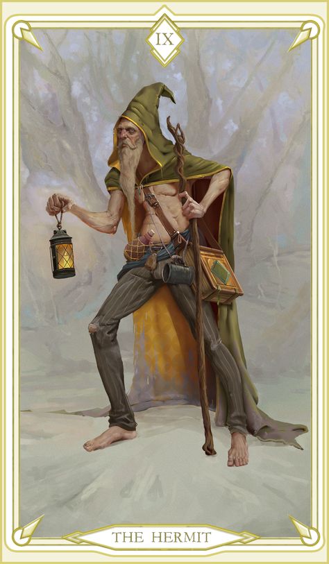 ArtStation - The Hermit - Tarot Card, Renan Maurilio Hermit Tarot, The Hermit Tarot, Animal Tarot, Major Arcana Cards, The Hermit, Tarot Major Arcana, Rider Waite, Major Arcana, Keep In Touch