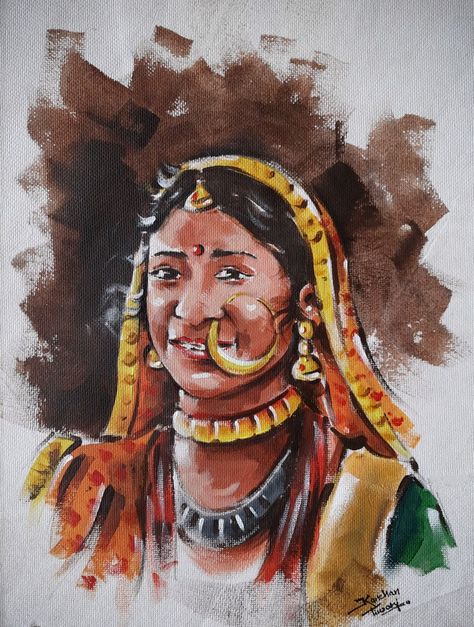 Uttarakhand Painting, Himachal Pradesh Culture, Garhwali Culture, Large Nose, London Illustration, Sinchan Cartoon, Contemporary Folk Art, Art 2023, Folk Culture