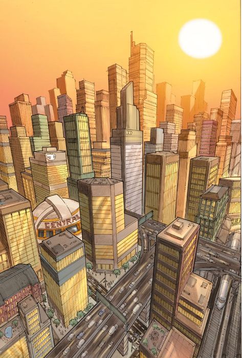 Central City screenshots, images and pictures - Comic Vine Book City, The Flash Season, New Retro Wave, City Drawing, Background Drawing, Central City, Comic Collection, American Cities, Fun Comics