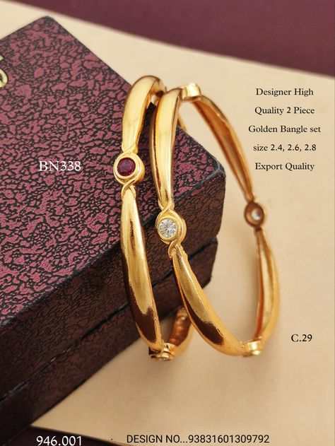 Fancy Gold Bangles Design, Plain Bangles Gold, Single Gold Bangle, Necklace Set Indian Bridal Jewelry, Fancy Bangles, Single Bangle, Gold Neck Chain, Antique Bangles, Gold Bracelet Simple