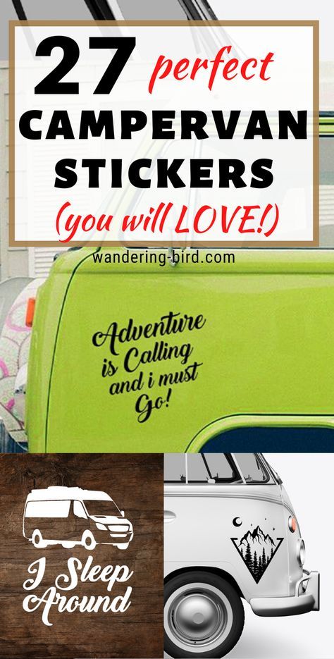 Want stickers for your campervan, RV, motorhome or trailer? Here are 27 funny, cute or just plain cool stickers for #vanlife. Make perfect presents for friends- or a gift for yourself! #campervan #camperliving #camperlife #rvlife #rvliving #motorhomeliving #vanlifetips Camper Organization Rv Living, Camper Quotes, Van Stickers, Motorhome Living, Custom Car Stickers, Van Signs, Best Campervan, Rv Decals, Travel Camper