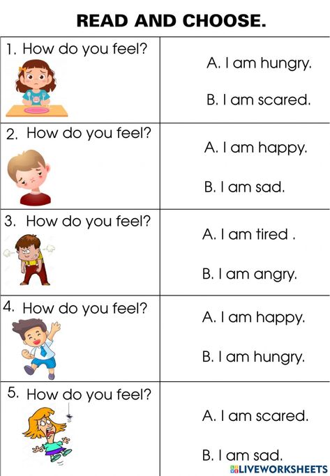 Feeling Worksheet For Kindergarten, Emotions Worksheets For Kindergarten, Worksheet English For Kindergarten, Emotion Worksheets For Kids, Feeling Activities For Preschool, Emotions Worksheet Preschool, I Feel Worksheet, Feelings Worksheets For Kids, Emotions Worksheets For Kids