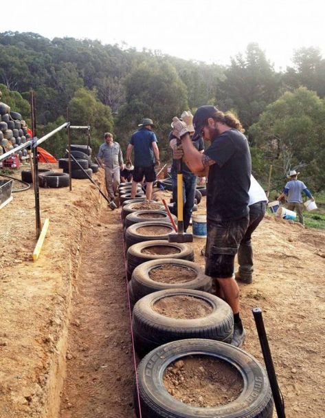 Small Backyard Decks, Recycled Concrete, Recycled House, Earthship Home, Wall Material, Tyres Recycle, Cob House, Old Tires, Bungalow Design