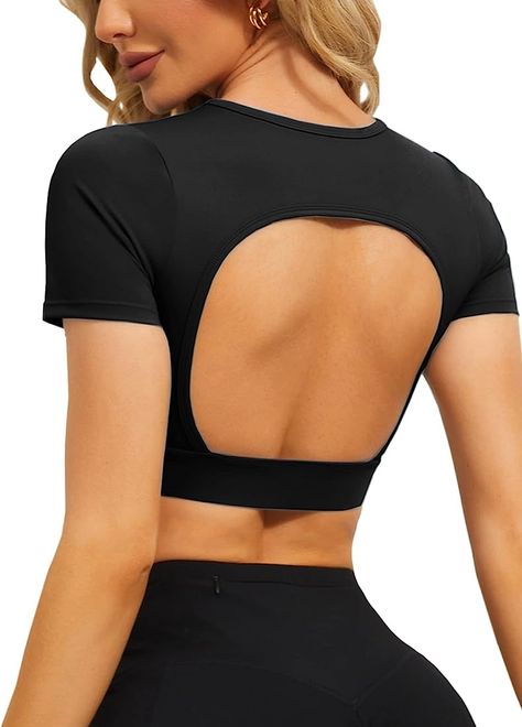 Athletic Lounge Wear, Womens Crop Tops, Short T Shirts, Gym Crop Top, Workout Tops For Women, Gym Clothes Women, Backless Crop Top, Sport Bra Top, Workout Crop Top