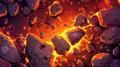 Volcanic rocks with light effect in fissures and surface breaks with hot magma, modern cartoon illustration of volcanic royalty free stock photos 2d Rpg, Modern Cartoon, Stone Floor, Space Illustration, Space Planets, Volcanic Rock, Light Effect, Cartoon Illustration, Free Stock Photos