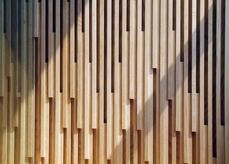 Wall Facade, Cladding Ideas, Oak Cladding, Wood Panelling, Timber Battens, Framing Construction, Timber Slats, Wood Walls, Facade Lighting