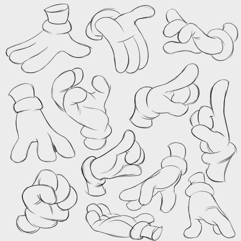 Rubberhose Hands, Cartoon Glove Hands Reference, Rubber Hose Hands, Rubberhose Style Reference, Cuerpo Cartoon, Cartoon Hands Reference, Gloves Drawing, Cartoon Hands, Cartoon Body