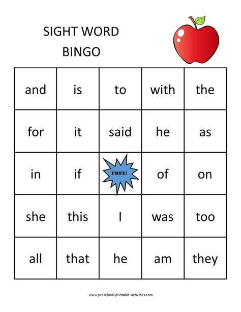 printable sight word bingo game board Dolch Sight Words Kindergarten, Sight Words Kindergarten Printables, Sight Word Bingo, Kindergarten Word Families, Word Bingo, Sight Words Printables, Bingo Template, Dolch Words, Sight Word Cards