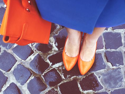 Returning to work after maternity leave can be stressful, guilt inducing and exhilarating all at once. Here are some tips on coping with the transition. Orange Shoes, Royal Blue Dress, Blue Coats, Women Legs, How To Make Shoes, Autumn Outfit, Business Outfits, Womens Fashion Trends, How To Style