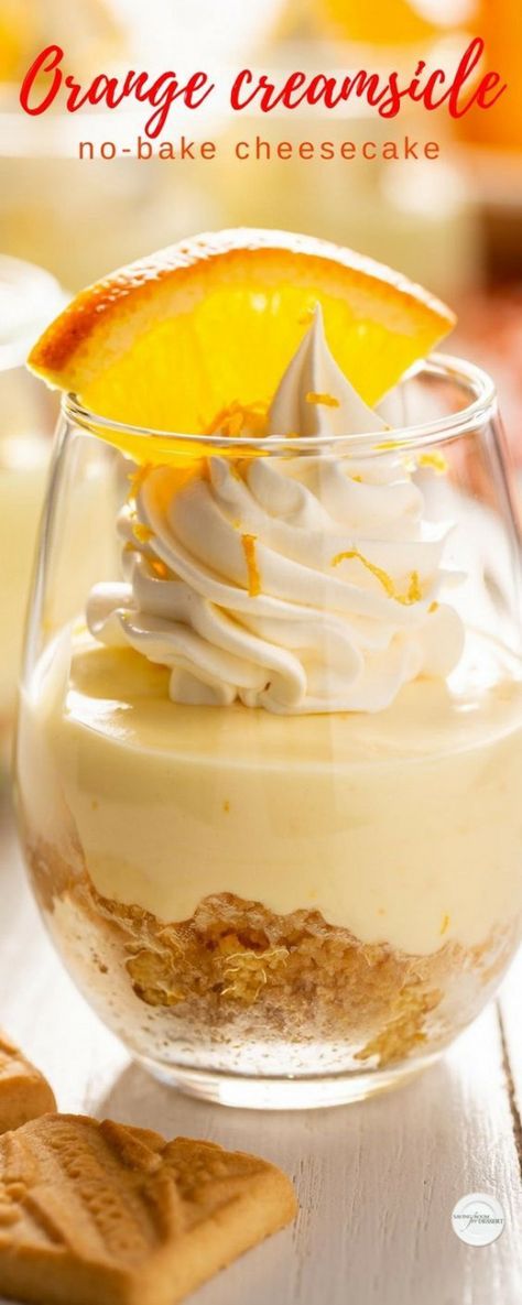 Orange Creamsicle Mini Pies, Orange Pudding Desserts, Light Spring Desserts Easy, Orange Dreamsicle Cheesecake, Orange Theme Dessert, Light And Refreshing Desserts, Citrus Dessert Recipes, Orange Flavored Desserts, Dreamsicle Cheesecake