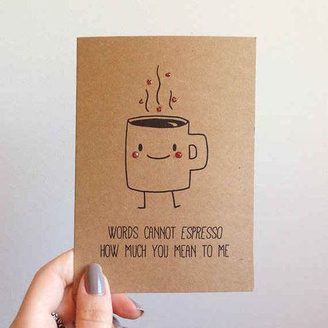 Coffee Valentine. | 30 Punny Valentines For Everyone You Love #coffee #Valentine's #Day Veggie Jokes, Valentines Bricolage, Punny Valentines, Lunch Notes, Anniversaire Diy, Cute Puns, Coffee Valentines, Pun Card, Funny Valentine