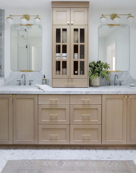 Oak Bathroom Cabinet, Emily Faith, White Oak Bathroom, Oak Bathroom Vanity, Master Bath Vanity, House Bathrooms, Oak Bathroom, Primary Bath, Master Bath Remodel