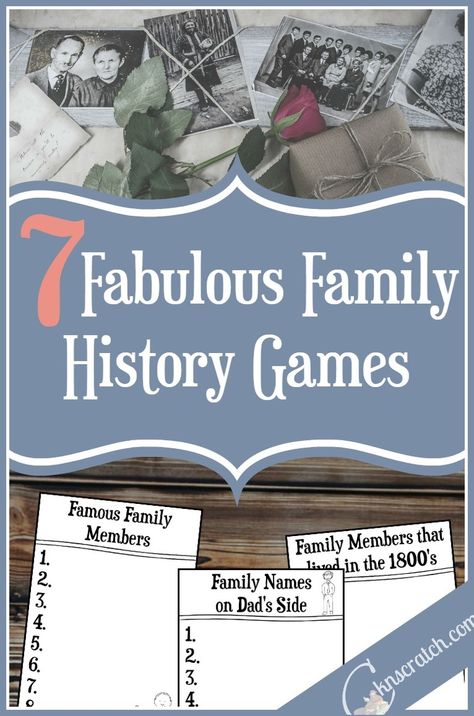 7 Fabulous Family History Games Family History Games, Family History Crafts, Family Reunion Activities, Games For Families, Family History Quotes, Geek House, History Games, Family History Projects, Family History Book