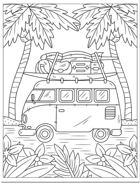 Printable Coloring Pages Aesthetic, Room Coloring Pages, Coloring Pages Simple, Beach Coloring Pages, A Coloring Page, Summer Coloring Pages, Detailed Coloring Pages, Easy Coloring Pages, Animal Coloring Books