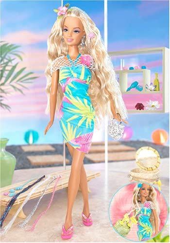 Hawaii Barbie, Glittery Hair, Hawaiian Hair, Hawaiian Hairstyles, Disney Barbie, Doll Therapy, Barbie 2000, Barbie Mattel, Doll Aesthetic