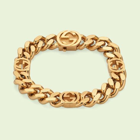 Shop the Bracelet with Interlocking G at GUCCI.COM. Enjoy Free Shipping and Complimentary Gift Wrapping. Gucci Gold Bracelet, Gucci Aria, Gucci Bracelet, Fall Rings, Chunky Bracelet, Gucci Jewelry, Chunky Bracelets, Digital Gifts, Beauty Items