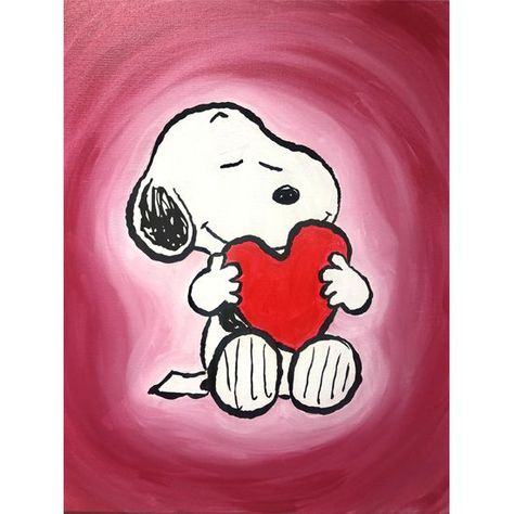 Pinots Palette Paintings, Valentine Hearts Art, Snoopy Valentine, Pinots Palette, Day Painting, Friend Painting, Simple Canvas Paintings, Cute Canvas Paintings, Valentines Art