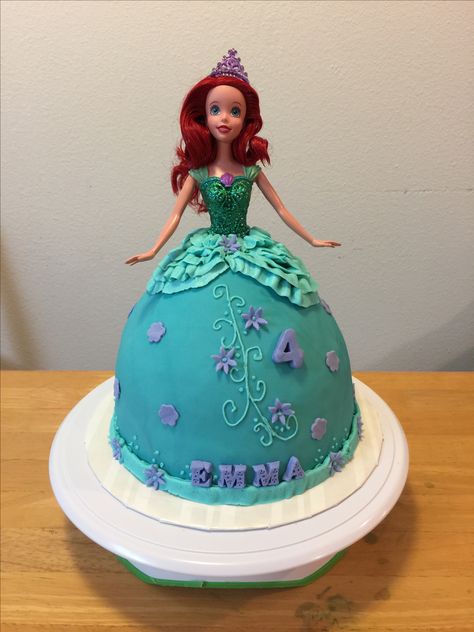 Ariel Barbie Birthday Cake, Ariel Barbie Cake, Princess Ariel Cake, Disney Cake Ideas, Ariel Doll Cake, Ariel Cakes, Unicorn Birthday Party Cake, Little Mermaid Birthday Cake, Doll Cake Designs