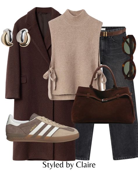 Chocolate brown dreamy coat🐻 Comment LINKS to shop the look in your DMs Sign up to my weekly email club and you won’t miss a style, link in bio✨ @clairebcnstyle #autumnstyle #autumnoutfit #autumnfashion #adidas #virtualstylist #suedebag #neutralstyle Chocolate Coat Outfit, Brown Coat Outfits, Brown Style Outfit, Black And Brown Outfit, Brown Coat Outfit, Fall Outfits 2018, Brown Style, Brown Outfit, Womens Fashion Inspiration