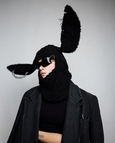 Elevate your winter style with our Bunny Ears Ski Mask, a whimsical twist on traditional winter wear. Featuring oversized bunny ears and a piercing gaze, this balaclava is sure to turn heads on the slopes or the streets. Crafted with care using upcycled materials, each piece is as unique as it is eco-friendly. Bunny Balaclava, Ski Mask Fashion, Winter Face Mask, Black Beanie, Black Mask, Ski Mask, Skull Cap Beanie, Christmas Women, Skull Cap