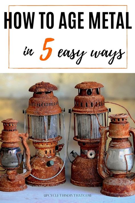 How To Rust Galvanized Metal, How To Make Metal, Faux Rust, Distressing Wood, Patina Metal, Aging Metal, Tin Can Crafts, Are You Bored, Rustic Crafts